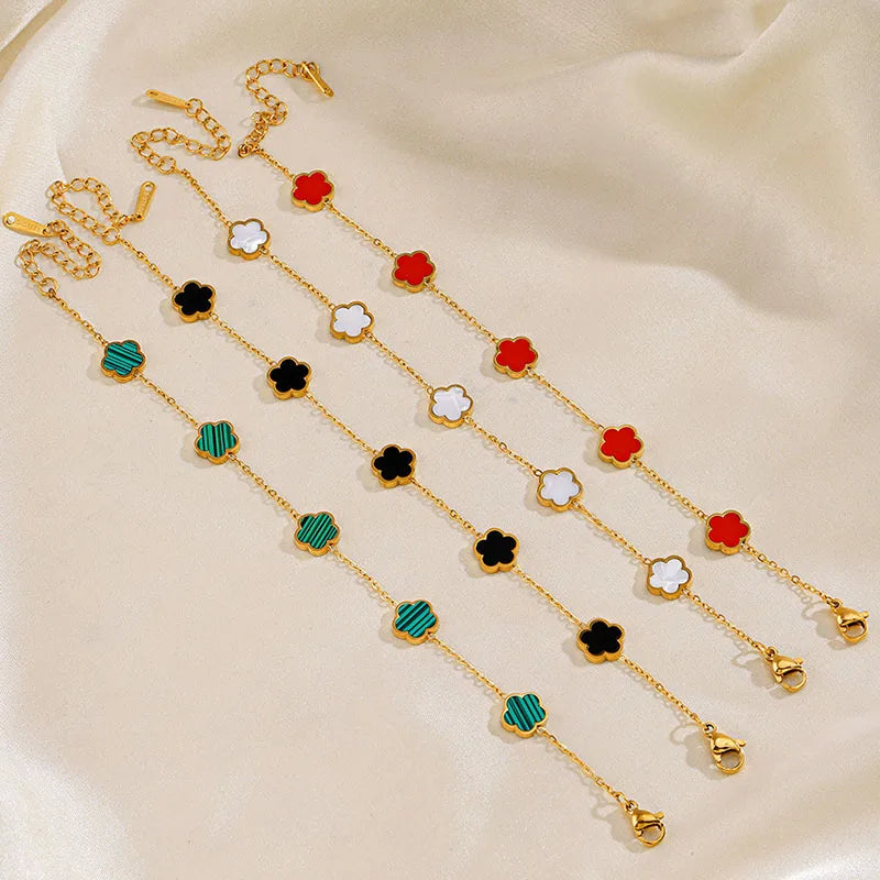 Y2K Plant Clover Flower Charm Bracelets