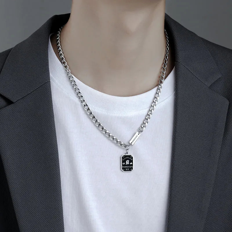 Stainless Steel Cuban Chains Necklace for Men Women Letter Initial Pendant Neck Chains Classic Cuba Necklaces Steel Neck Jewelry