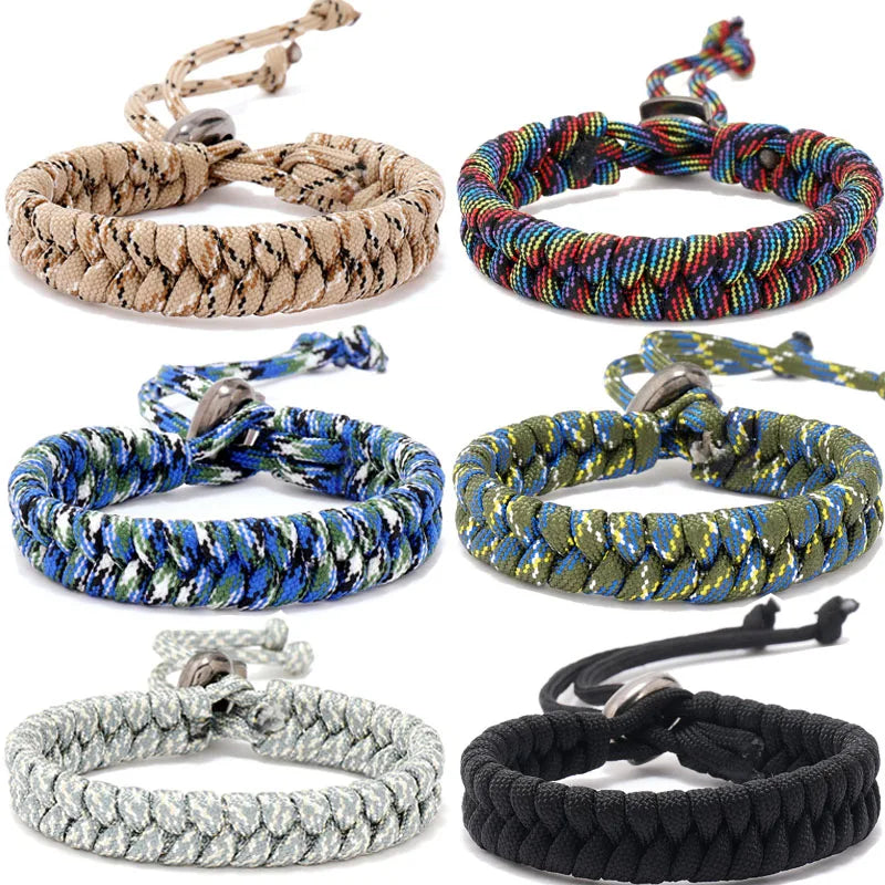 Outdoor Sporty Parachute Cord Survival Bracelet for Men Women Handmade Rope Braided Bracelet Camouflage Woven Bracelet Jewelry