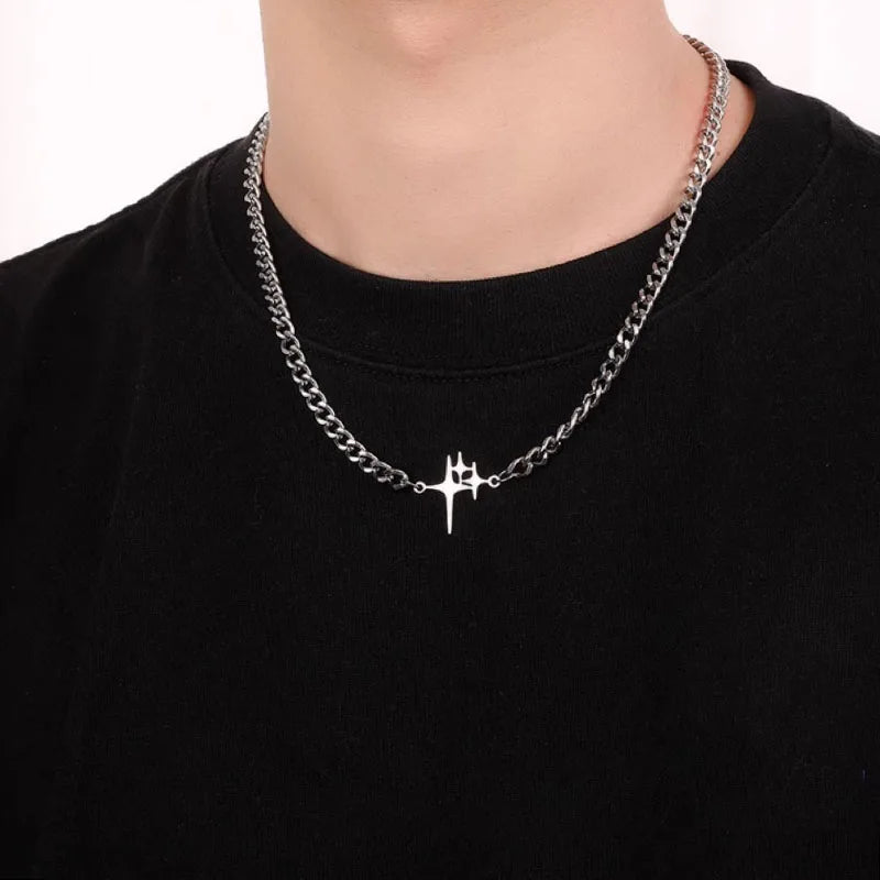 Stainless Steel Cuban Chains Necklace for Men Women Cross Star Necklaces Hiphop Steel Cuba Neck Chains Gothic Neck Jewelry New